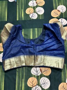 Elegant Blue Saree with Gold Border