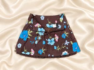 Brown Floral Mini Skirt