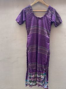 Vibrant Purple Leaf Print Kurta