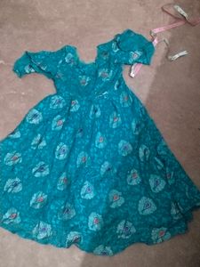 Beautiful Teal Peacock Print Gown