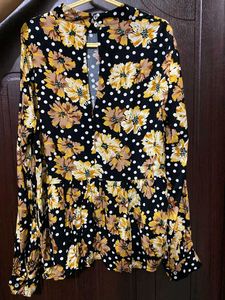 Floral Print Peplum Top