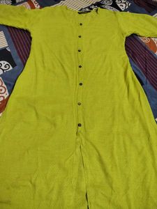 3xl Lime Green Button-Up Kurta