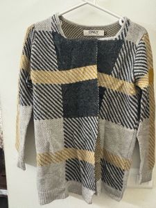 ONLY Plaid Knit Front Open Shrug/ Cardigan
