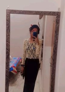 Puffy Sleeves Net Top