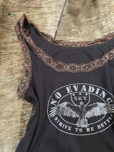 y2k Vintage Graphic lace trimmed tank/ cami top