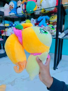 Cute Yellow Plush Toy with Big Green Eyes