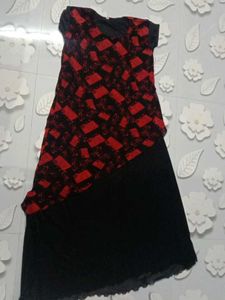 Chic Black & Red Printed Dress