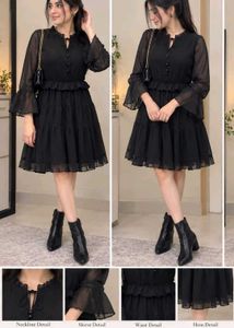 Chic Black Tiered Midi Dress