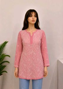 Pink Chikankari Kurta