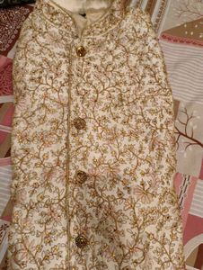 Men's Cream Embroidered Sherwani