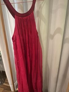 Chic deep pink Beaded Halter Dress