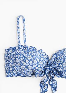 Blue Floral Bikini Top