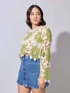 Crochet Knit Floral Crop Top