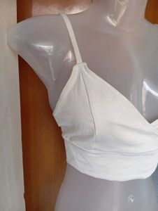 Chic White Cami Surplice Crop Top