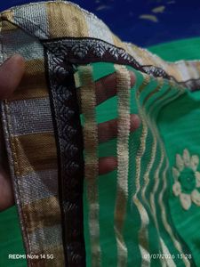 Light Green Designer Saree with 3D Floral Work