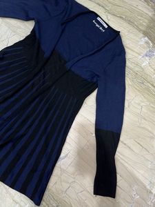 Women's Blue &amp; Black Striped Cardigan