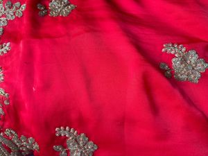 Elegant Red Embroidered Saree