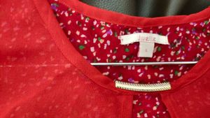 Red Synthetic Western Top