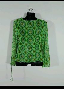 zara branded Green Printed Wrap Top