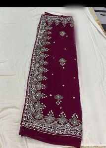 Heavy work designer Purple Festive Saree