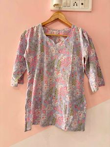 Lavender Floral Print Kurta