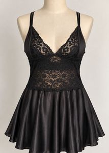 Lace Trimmed Satin Nightgown