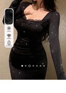 Sparkly Black Long Sleeve Dress