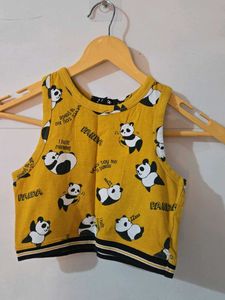 Cute Panda Print Crop Top
