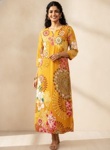 Biba Vibrant Yellow Floral kurta