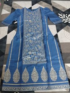 Elegant Blue & Gold Print Kurta