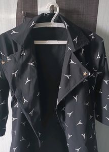 Black With White Printed Shrug For Women