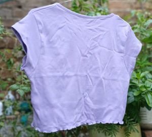 Lavender lettuce Hem Cropped T-Shirt
