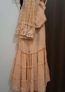Peach Embroidered Kurta Set