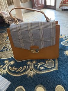 Chic Plaid & Tan Shoulder Bag