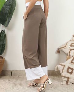Stylish Two-Tone Wide Leg Pants