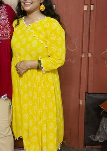 Yellow Anarkali Kurta Set (women's)