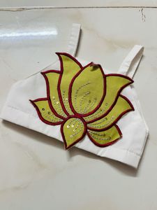 lotus desion cotton white lahenga choli