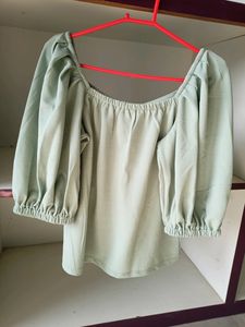 Sage Green Puff Sleeve Top