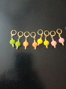 Colorful Beaded Hoop Earrings