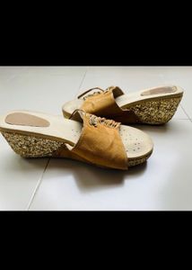 Sequin Golden Party Wear Wedges