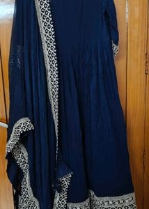 Elegant Navy Blue Embroidered Kurta Set