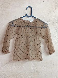 Sheer Polka Dot Blouse Cropped