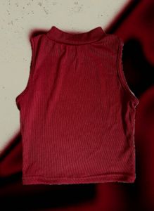 Maroon Graphic Print Cropped Tank Top