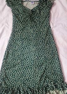 Cute Green Floral Mini Dress