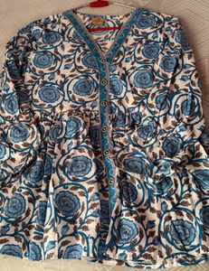 Beautiful Blue Floral Print Kurta