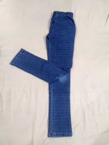 Women's Blue Pinstripe Skinny Jeans.