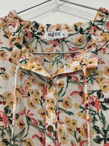 Floral Print Sheer Blouse