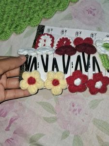 Handmade Crochet Hair Clips Set