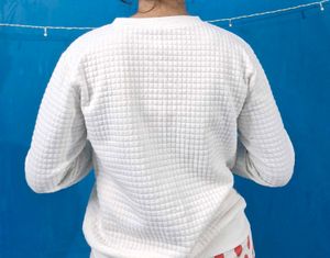 White Quilted Crewneck Sweatshirt