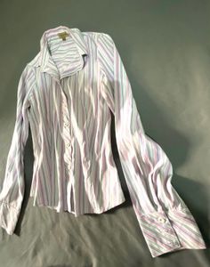 Striped Button-Up Chic Fitted Shirt